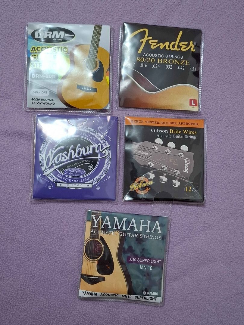 Acoustic Guitar Strings set (Category: Musical Instruments) located in Paranaque City. Submitted by bellemarketing (Listing ID 1356264120, Image 2). Description: Acoustic Guitar Strings set brands available: yamaha gibson washburn fender DRM for pick up @ parañaque.