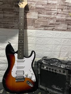 electric guitar Clifton Stratocaster with amplifier