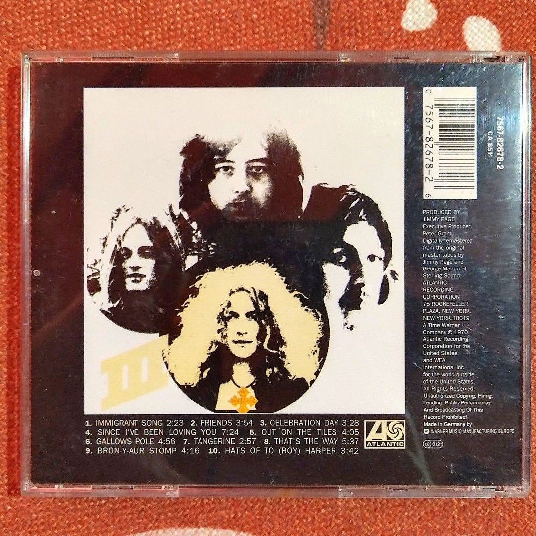 Led Zeppelin - Led Zeppelin III CD Album (Category: CDs & DVDs) located in Taguig. Submitted by znarfscriber (Listing ID 1356311267, Image 2). Description: Led Zeppelin III CD Album Made In The EU Atlantic Records 1970 Cover: EX Media: NM RFS: Decluttering/Need Funds.