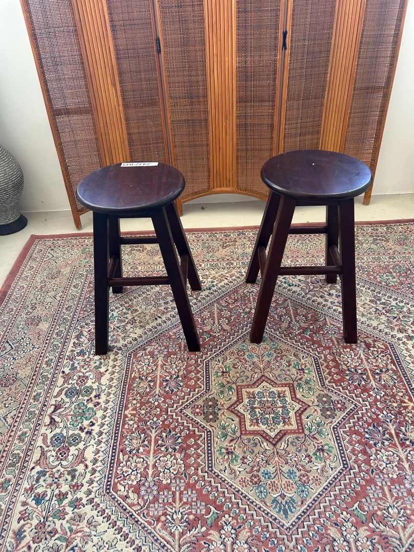 Pair of Rustic Dark Wood Stools (Category: Chairs) located in General Trias. Submitted by tenshijapan (Listing ID 1356267447, Image 3). Description: Upgrade your space with this set of two solid wood bar stools. Their sleek dark finish and sturdy construction make them perfect for kitchen counters, home bars, or café settings. ✨ Features: ✔ Solid wood construction for durability ✔ Classic round seat with a smooth finish ✔ Slightly tapered legs wi