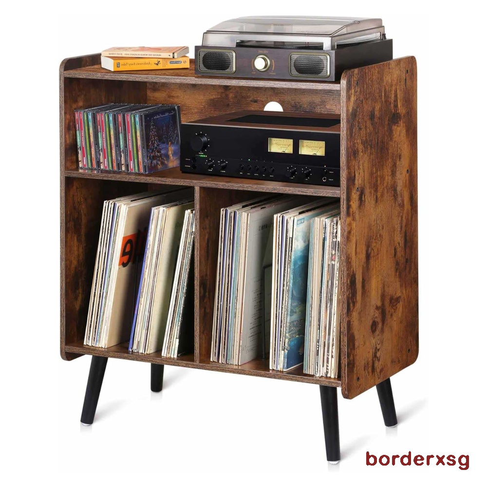 Possile 3-Tier Vintage Record Player Stand, Mid-Century Vinyl Record ...