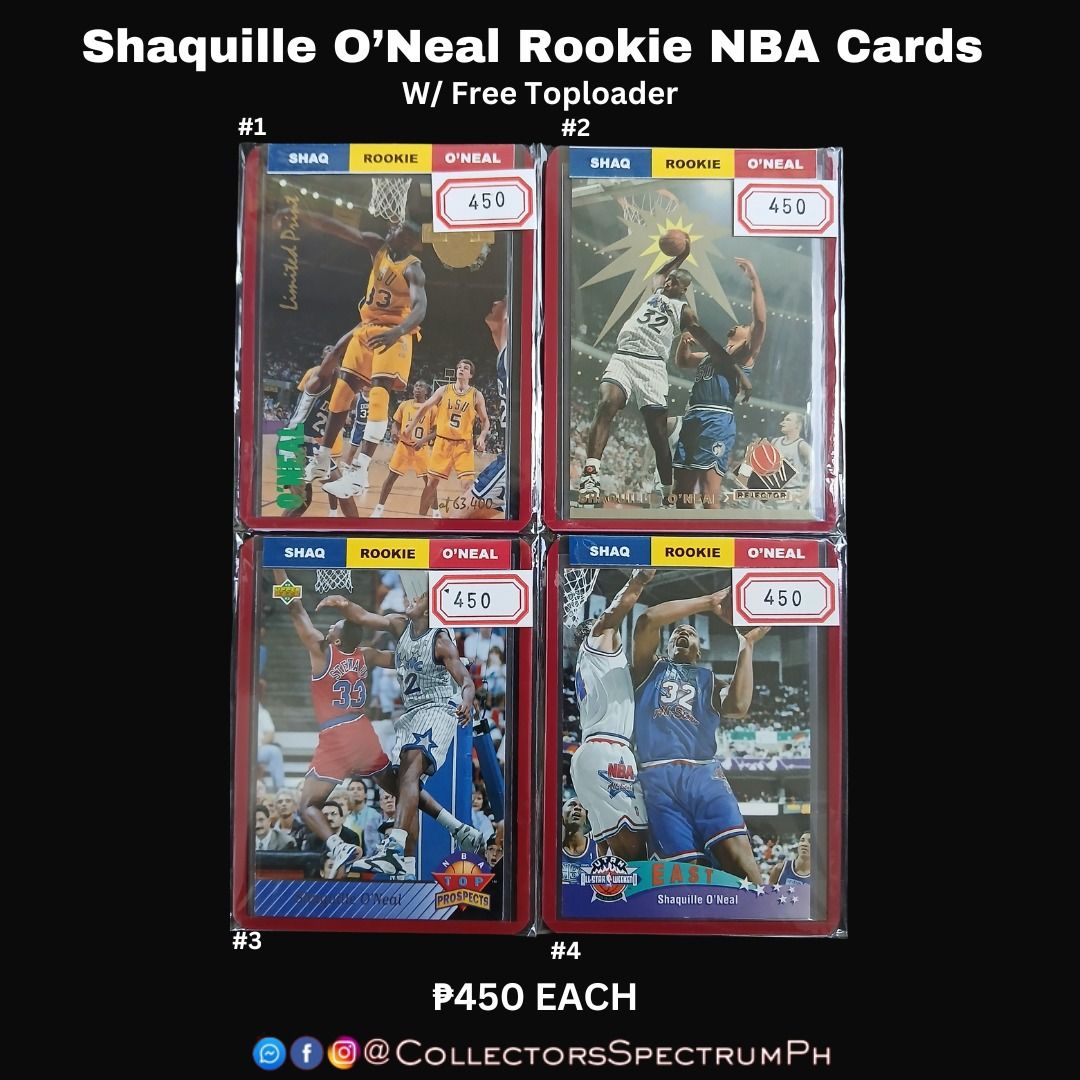 Shaquille O'Neal Rookie NBA Cards with Free Toploader (Topps, Skybox ...