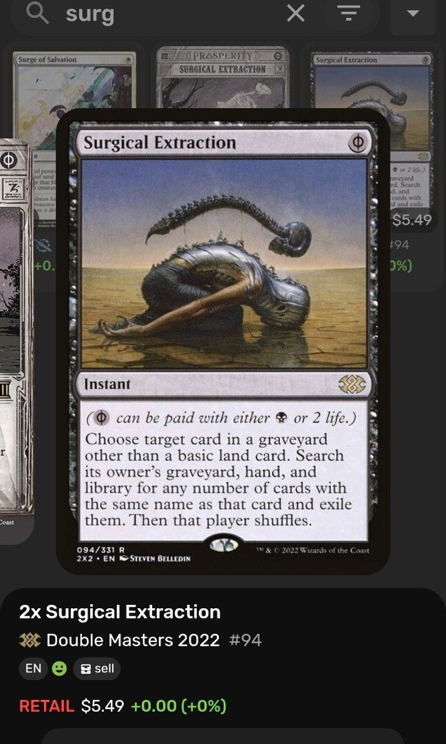 mtg cards like surgical extraction Dragon Card - Magic the Gathering Choose target card in a graveyard other than a basic land card Similar cards to Surgical Extraction