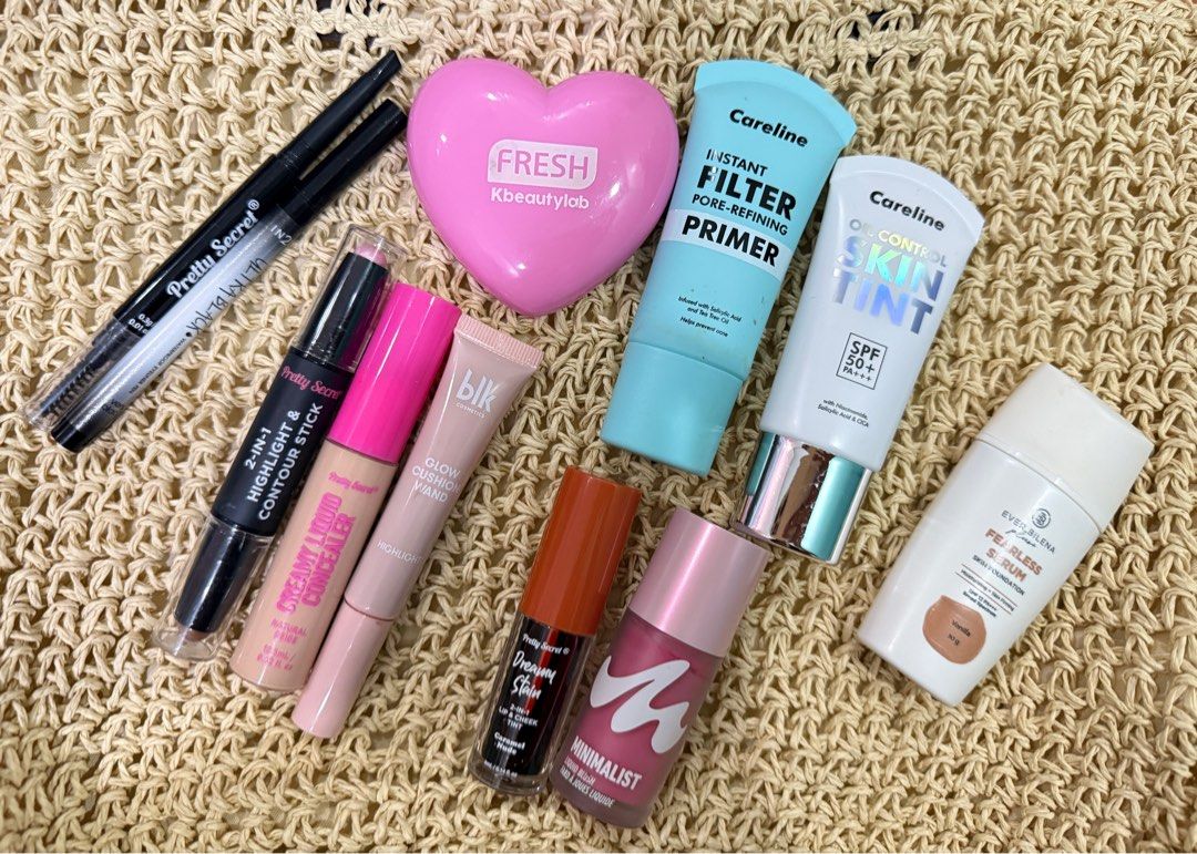Take All (Category: Makeup) located in Lipa City. Submitted by kayetperry (Listing ID 1356377657, Image 1). Description: BLK Glow Cushion Wand Highlight (After Glow) Careline Primer Careline Skin Tint Ever Bilena Fearless Serum Fresh Kbeautylab In2it Waterproof Eyeliner Pen Miniso Liquid Blush Pretty Secret Concealer Pretty Secret Eyebrow Pen Pretty Secret Highlight & Contour Stick Pretty Secret Lip & Cheek Tint.