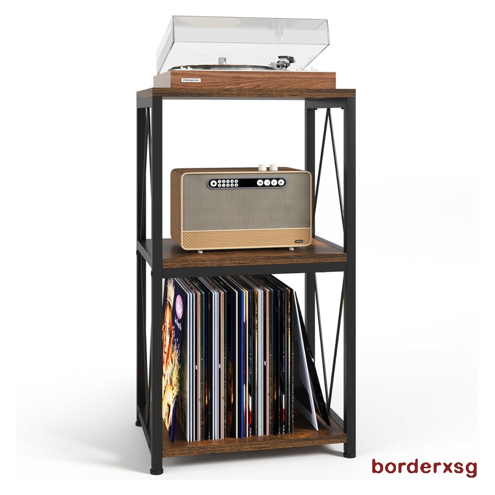 Y&M Record Player Stand, Turntable Stand with Vinyl Record Storage, 3 ...