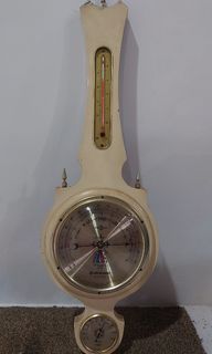 1971 Fuji Color Solid Wood Barometer Japan MidCentury Vintage Antique Retro Weather Tide Time Clock
