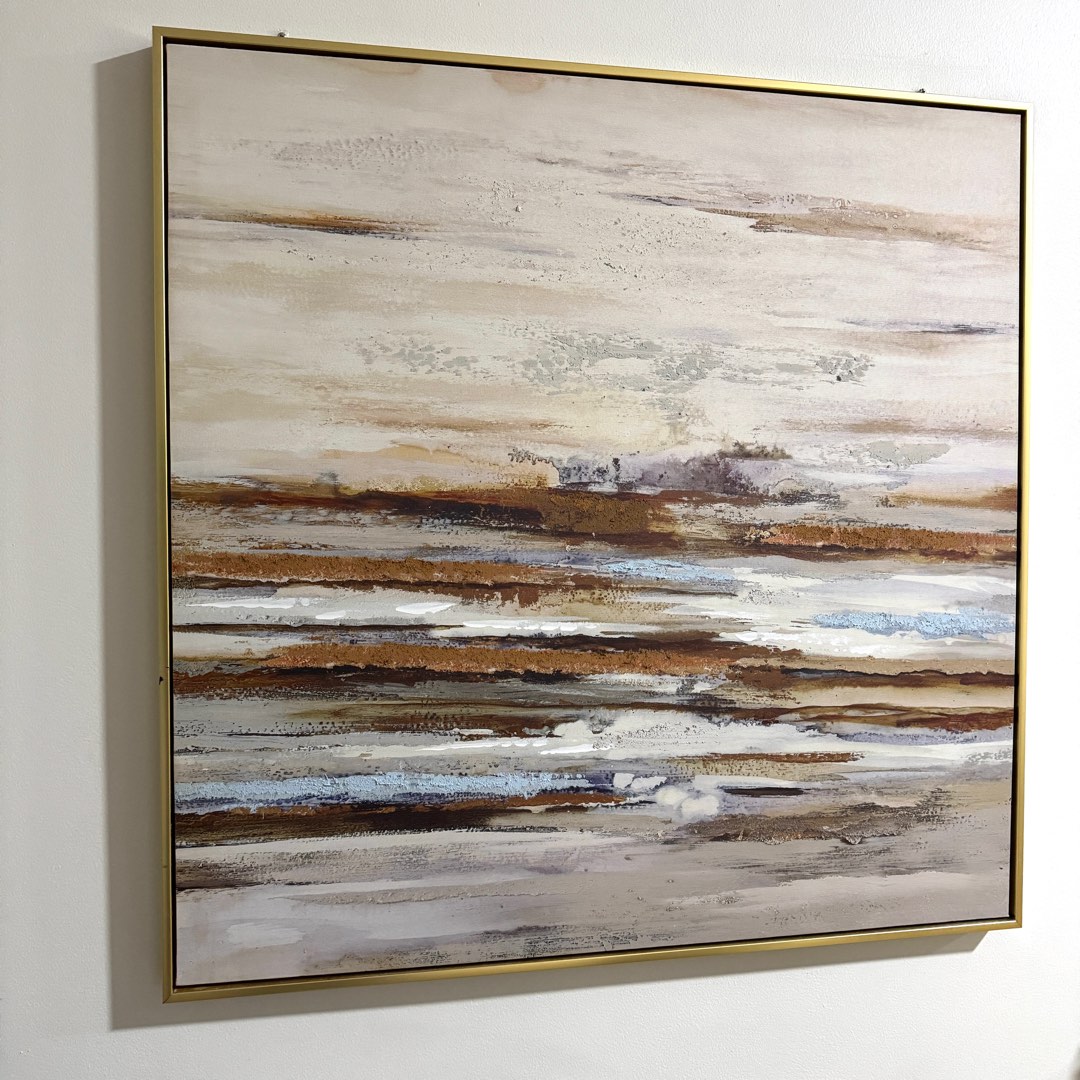 acrylic paining on canvas with gold frame sea, Hobbies & Toys ...