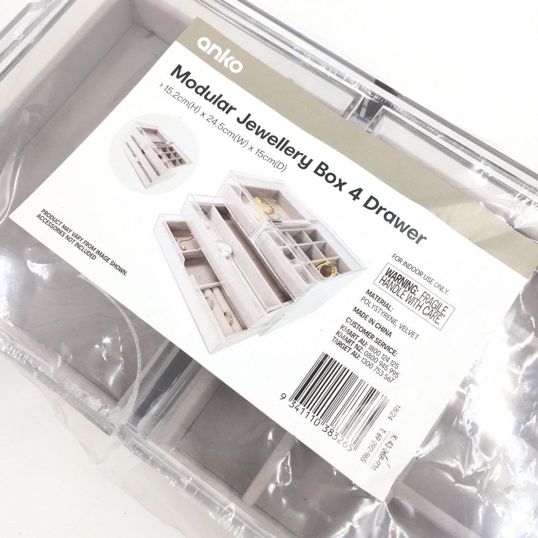 ANKO Modular Jewellery Box 4 Drawer with Issue, Furniture & Home Living ...