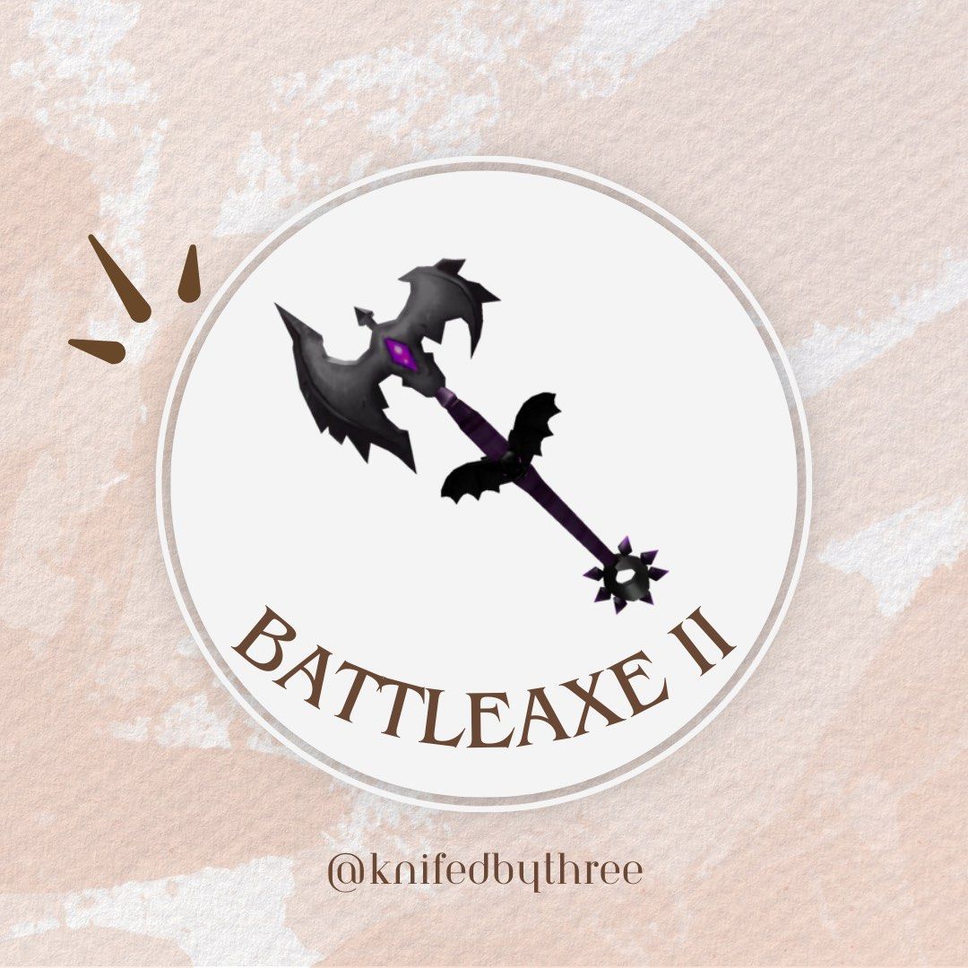 BATTLE AXE II ROBLOX MM2 (Category: Virtual Reality) located in Manila. Submitted by knifedbythree (Listing ID 1356609930, Image 1). Description: How to Order? Step 1: Item Listing; kindly send me the item/s you’re looking for. Step 2: Pricing agreement; once we both come into terms of the item’s price, send the payment. Step 3: Trade Transaction; after receiving the payment, kindly drop your username. I will send you a friend request and join yo
