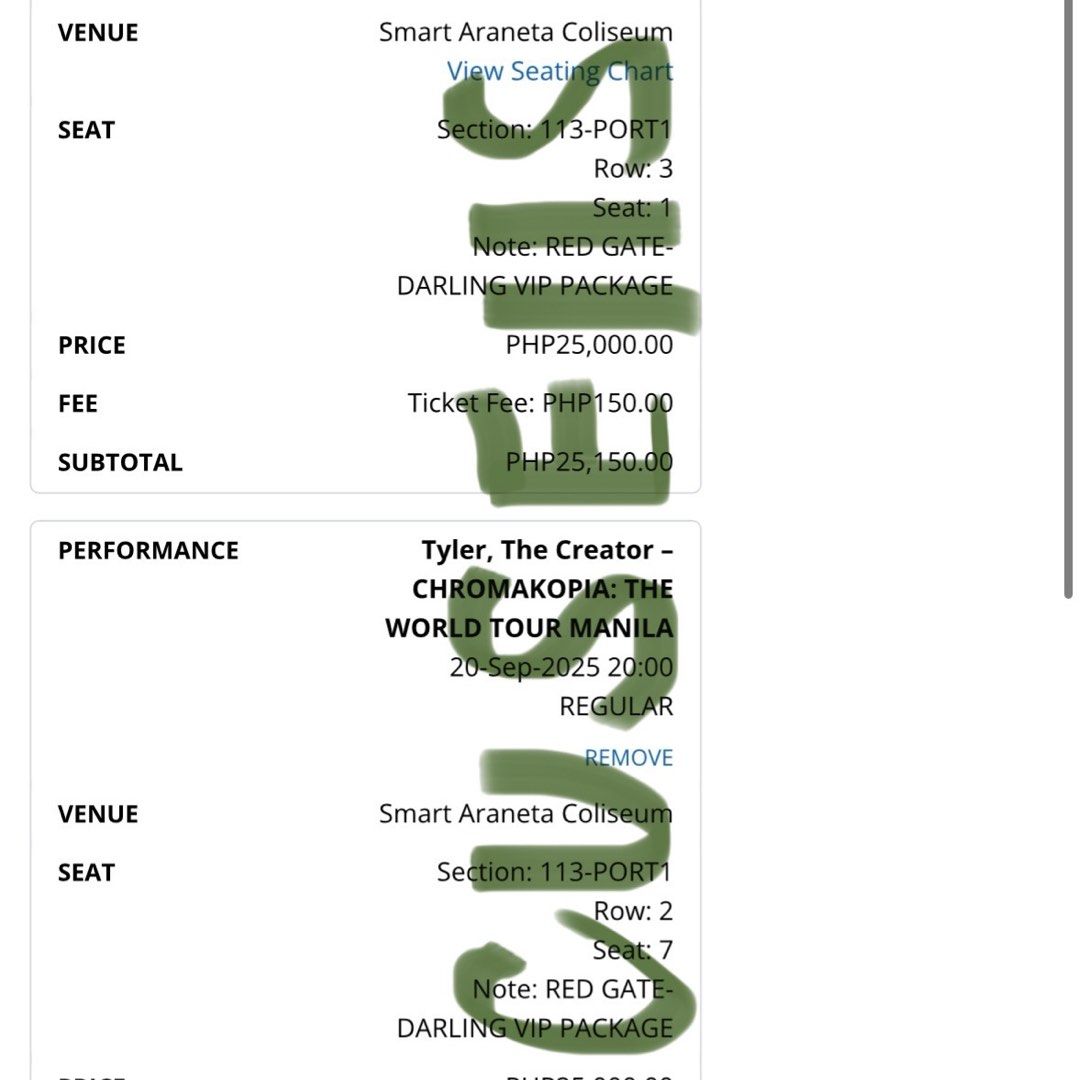 Chromakopia Manila Darling VIP Ticket (Category: Events Tickets) located in Mandaluyong City. Submitted by cusells (Listing ID 1356474068, Image 2). Description: - 1 Tyler the Creator Darling VIP Ticket .