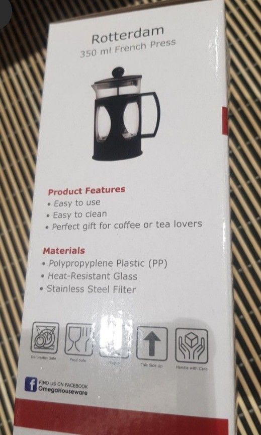 Coffee and Tea Press (Category: Coffee Machines & Makers) located in Pasig City. Submitted by ladygoodvibes (Listing ID 1356605124, Image 2). Description: new in box. 4pcs available. rfs : excess sa pang-gift.