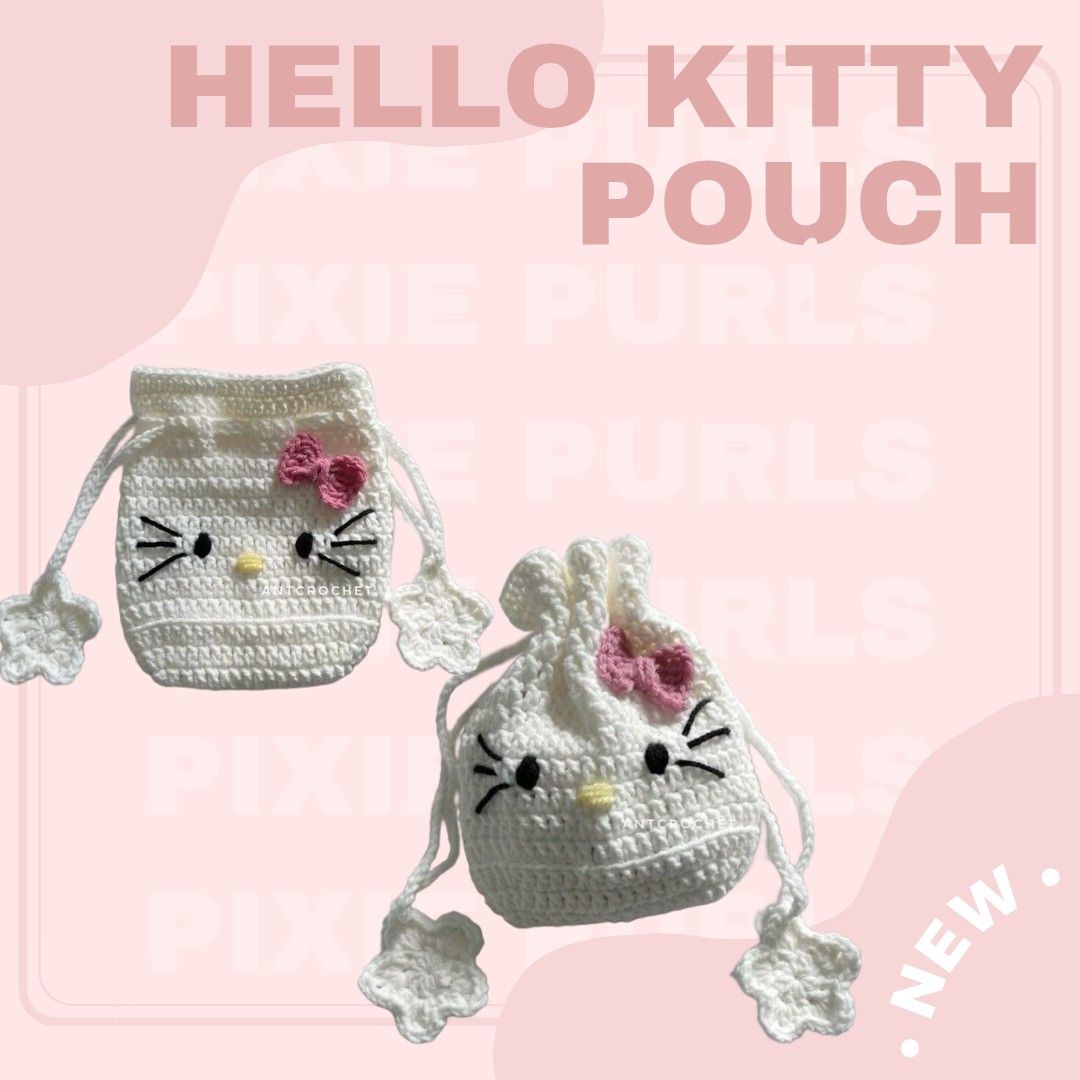 Crochet hello kitty pouch (Category: Purses & Pouches) located in Digos. Submitted by pixiepurlsandpages (Listing ID 1356464409, Image 1). Description: • Kindly message seller for any Color combination requests or questions • please note that it may take 1-3 days before shipping since we have to make the bag ourselves •Delivery Fee will be shouldered by buyer.