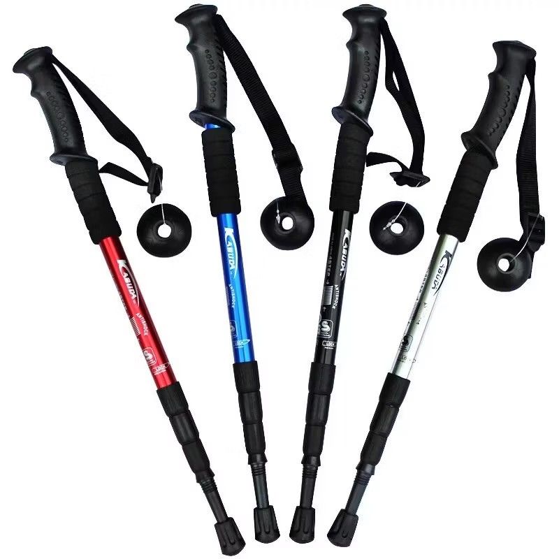 Hiking Trekking Pole (Category: Hiking & Camping) located in Mandaluyong City. Submitted by shopmla (Listing ID 1356583747, Image 1). Description: Hiking Trekking Pole @450. Material: Aviation aluminum alloy rod; tungsten steel tip Colors: Black; Silver; Red; Blue Size: Approx.110cm (max.), 50cm(min.) Weight: Approx. 280 DETAILS √ 4-Section adjustable telescopic pole. √ Adjustable length from approximately 50-110cm √ Anti-slip handle, very comfor