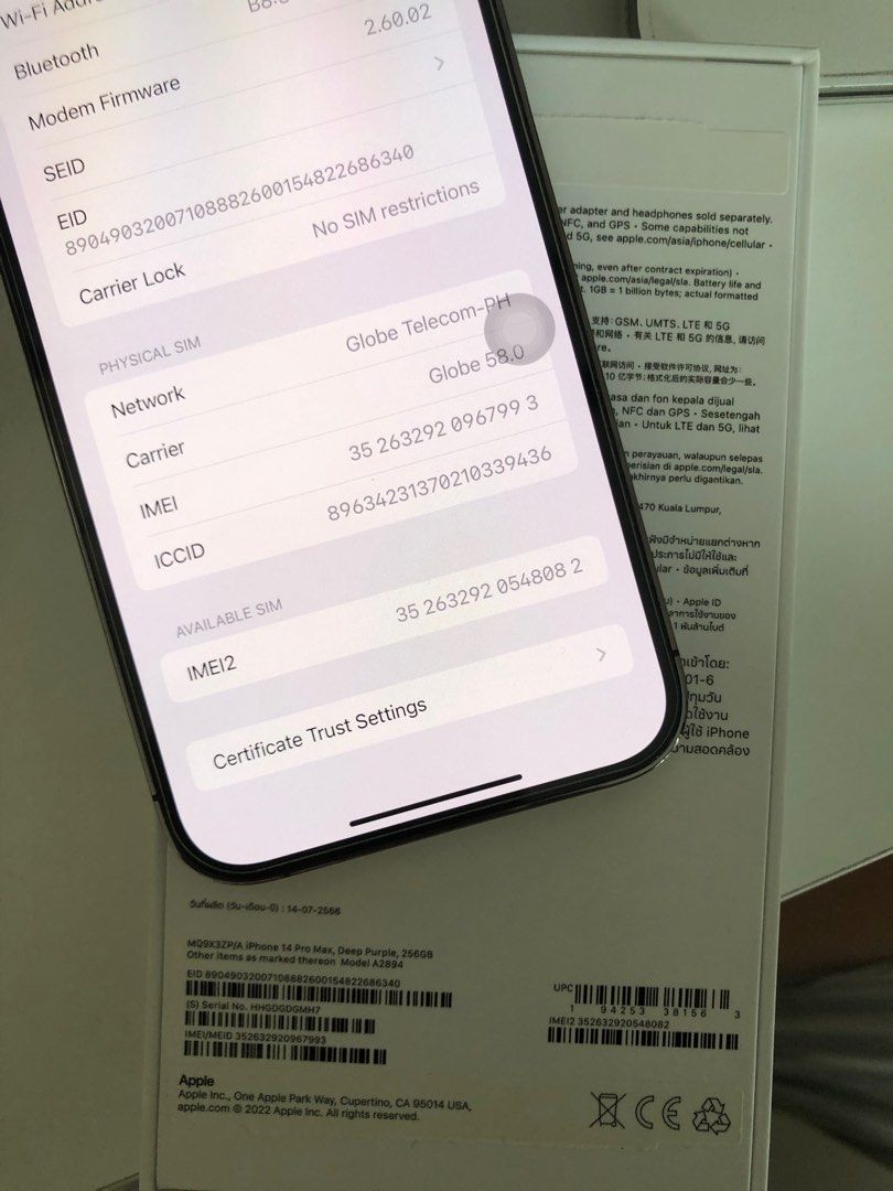 IPHONE 14 PRO MAX 256GB (Category: iPhone 14 Series) located in Caloocan City. Submitted by Aira90 (Listing ID 1356497192, Image 2). Description: no issues 87% BH 97% SMOOTH SLIGHTLY NEGOTIABLE WILLING TO MEET UP QC AREA.