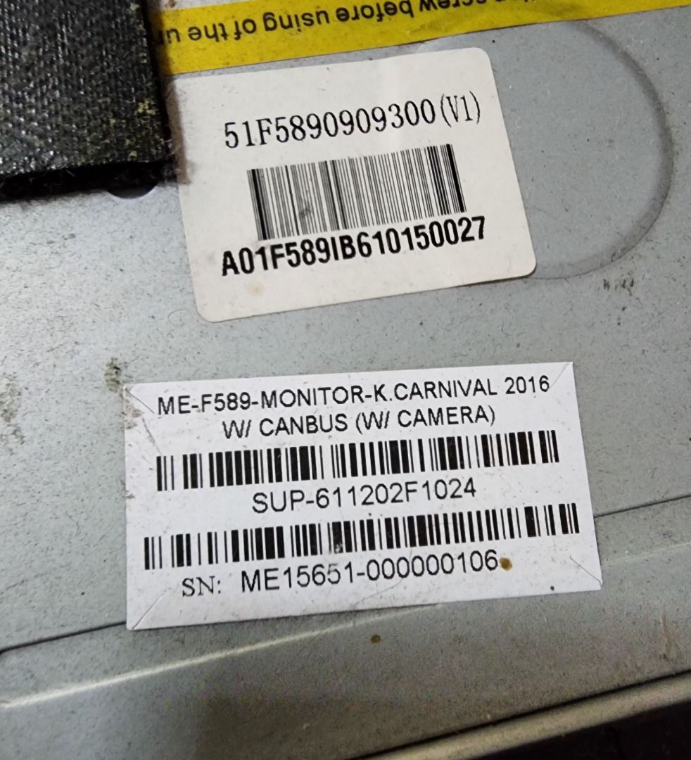 Kia Carnival 2017 original OEM head unit (with accessories) (Category: Audio, Video, Alarm and other Electronic Accessories) located in Manila. Submitted by irc8888 (Listing ID 1356486157, Image 3). Description: Original OEM Kia carnival 2017 Head unit (headunit) Touchscreen, radio, BT audio, usb, sd card, navigation (need to load map data), CD/DVD, AUX, AV in Includes all original: -cables -Canbus decoder -2 air vent frame (original) Fully worki