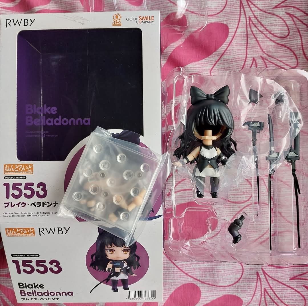 Nendoroid 1553 Blake Belladonna (Category: Figurines & Statues) located in Cavite. Submitted by reila21 (Listing ID 1356479811, Image 1). Description: Nendoroid 1553 Blake Belladonna BIB Incomplete parts -no face plates -weapons and hand parts for weapon SOLD Box: 8/10 no dents but has some yellowish color due to storage and some scratches. X sensitive buyers.