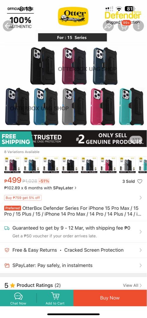Otter box defender series (Category: Cases & Sleeves) located in Valenzuela. Submitted by mbdoon (Listing ID 1356554174, Image 2). Description: Otter box case Pink color Iphone 14/15 plus unit Btand new.