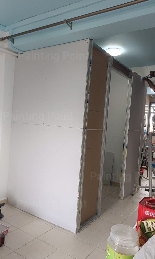 Partition wall, Room partition,  False wall install, False wall level up,  Aircon pipe box up  repair, Arch wall install,  Arch way install, Tv Mount wall install62863075633794111