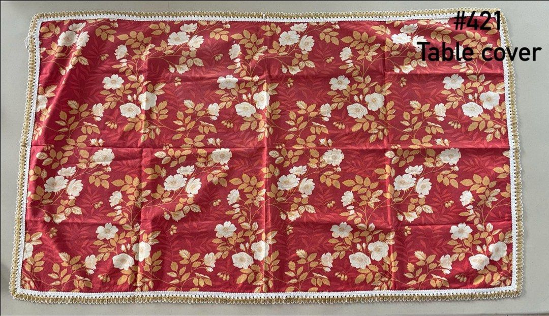Red Tablecloth with Flowers and Leaves (Category: Table Linen & Textiles) located in Quezon City. Submitted by meggoquingco (Listing ID 1356509328, Image 1). Description: .