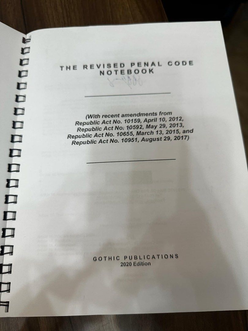 Revised Penal Code-Notebook Codal like (Category: Textbooks) located in Manila. Submitted by cyltine (Listing ID 1356509522, Image 2). Description: No writings. Good as new.