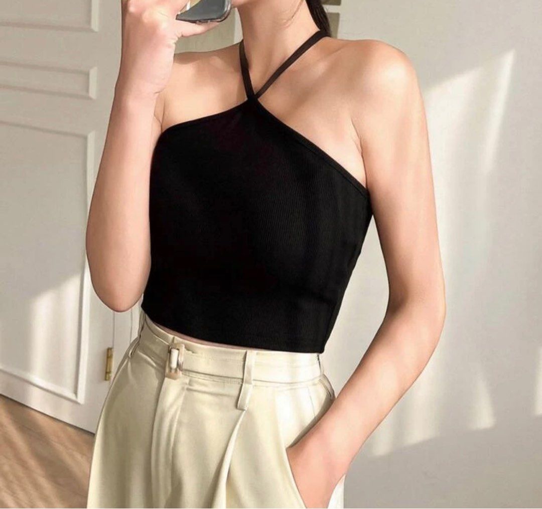 SHEIN Dazy Solid Criss Cross Backless Halter Top (Category: Sleeveless) located in Quezon City. Submitted by bubbledeclutters (Listing ID 1356535592, Image 1). Description: • brand new, never used • mop: bpi/gcash • mod: grab/lalamove.