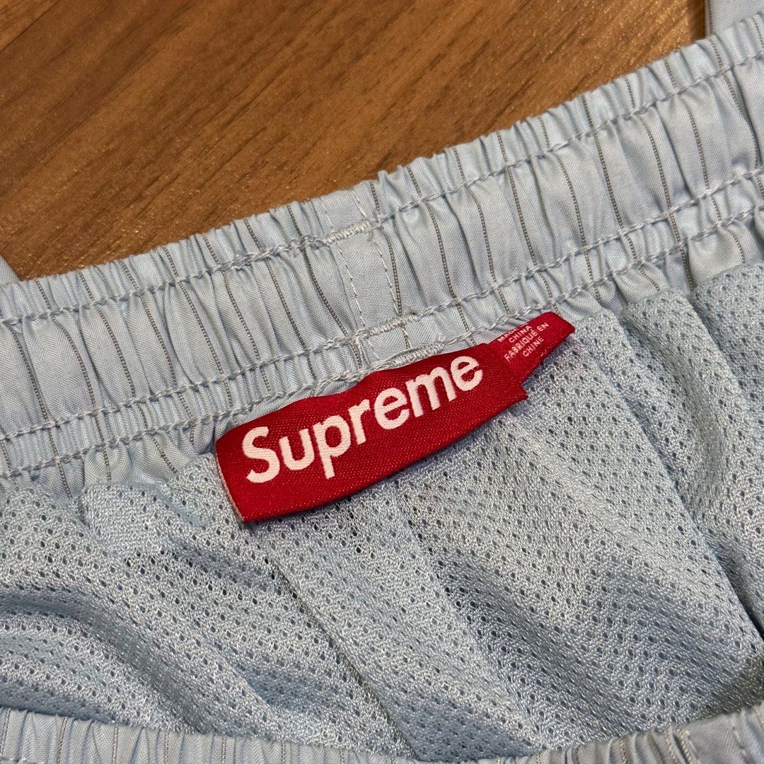 Supreme Reflective Pinstripe Track Pants Light Blue