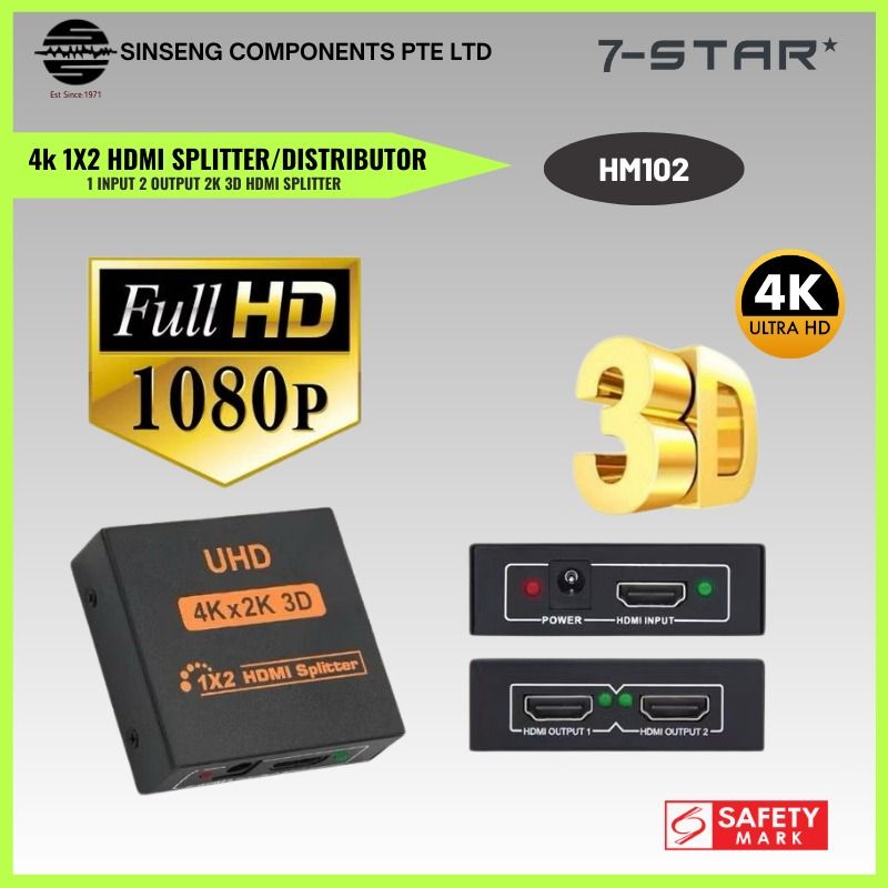 7-STAR* 4K 1x2 HDMI Splitter/Distributor/Amplifier/Repeater ( High ...