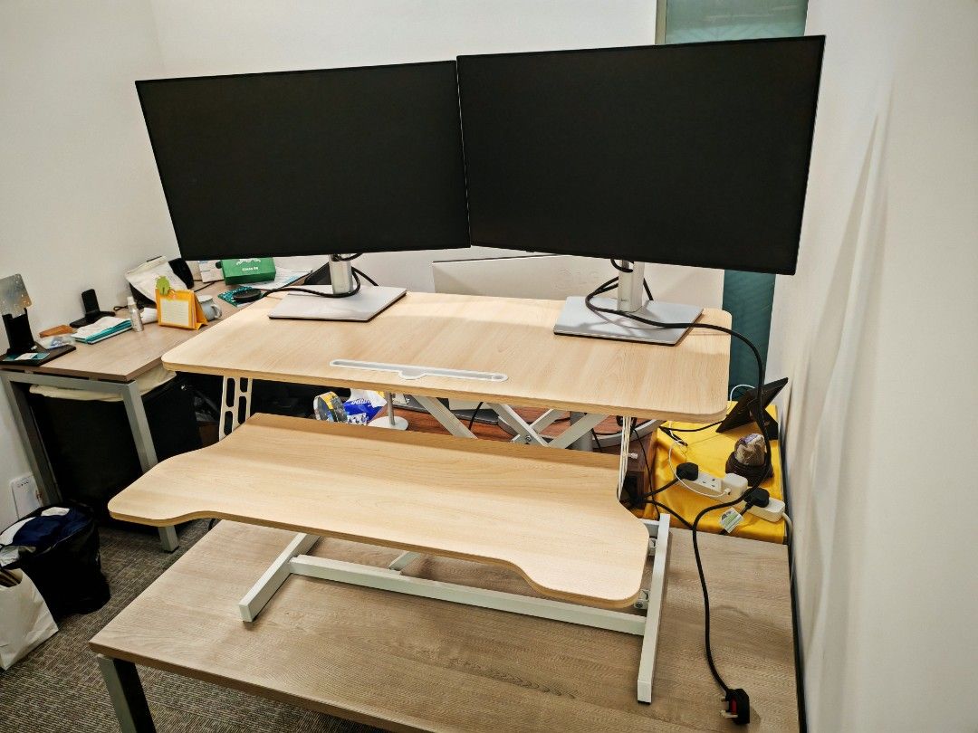 電腦升降枱 顯示器增高架 站立升降桌 液壓 升降架 Height adjustable sit stand desk, 傢俬&家居, 傢俬 ...