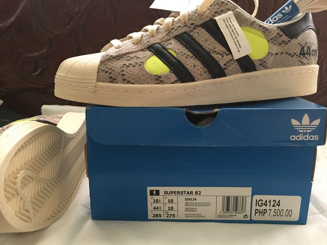 Adidas superstar 82 (Category: Sneakers) located in Manila. Submitted by mac1780 (Listing ID 1356676037, Image 2). Description: Authentic adidas superstar 82 Size US 10.5 Wd box and extra shoelace Used twice only, like new No heel drags .