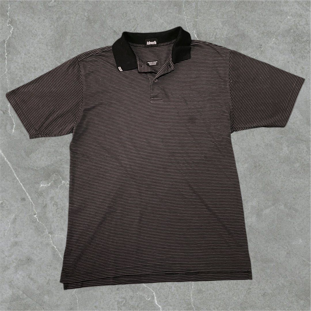 ASHWORTH STRIPED BLACK POLO SHIRT (Category: Tshirts & Polo Shirts ) located in Quezon City. Submitted by xmanarchive (Listing ID 1356743179, Image 1). Description: L: 29 W: 21.