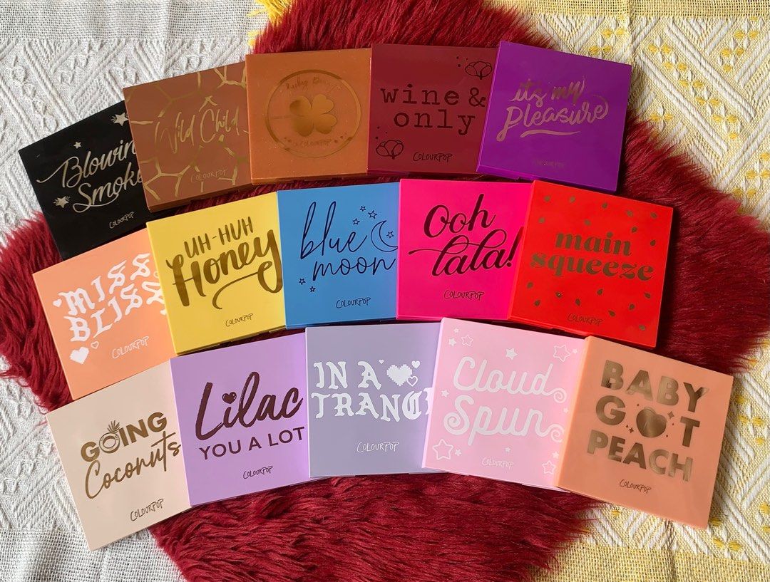 Colourpop Eyeshadow Palette (Category: Makeup) located in Quezon City. Submitted by jaianaapura (Listing ID 1356685966, Image 1). Description: Onhand/New Arrival 📍COLOURPOP EYESHADOW PALETTE ✨15 Collectible Eyeshadow Palette ✨Authenticity ✅ ✨Affordability ✅ ✨Direct Supplier Unahan nalang mga mima ko madalang lang to at mabilisan 👌Retailer,Wholesaler,Resellers are welcome ☺️ presyong abot kaya lang tayo mga mi. (See caption of each photo to see 