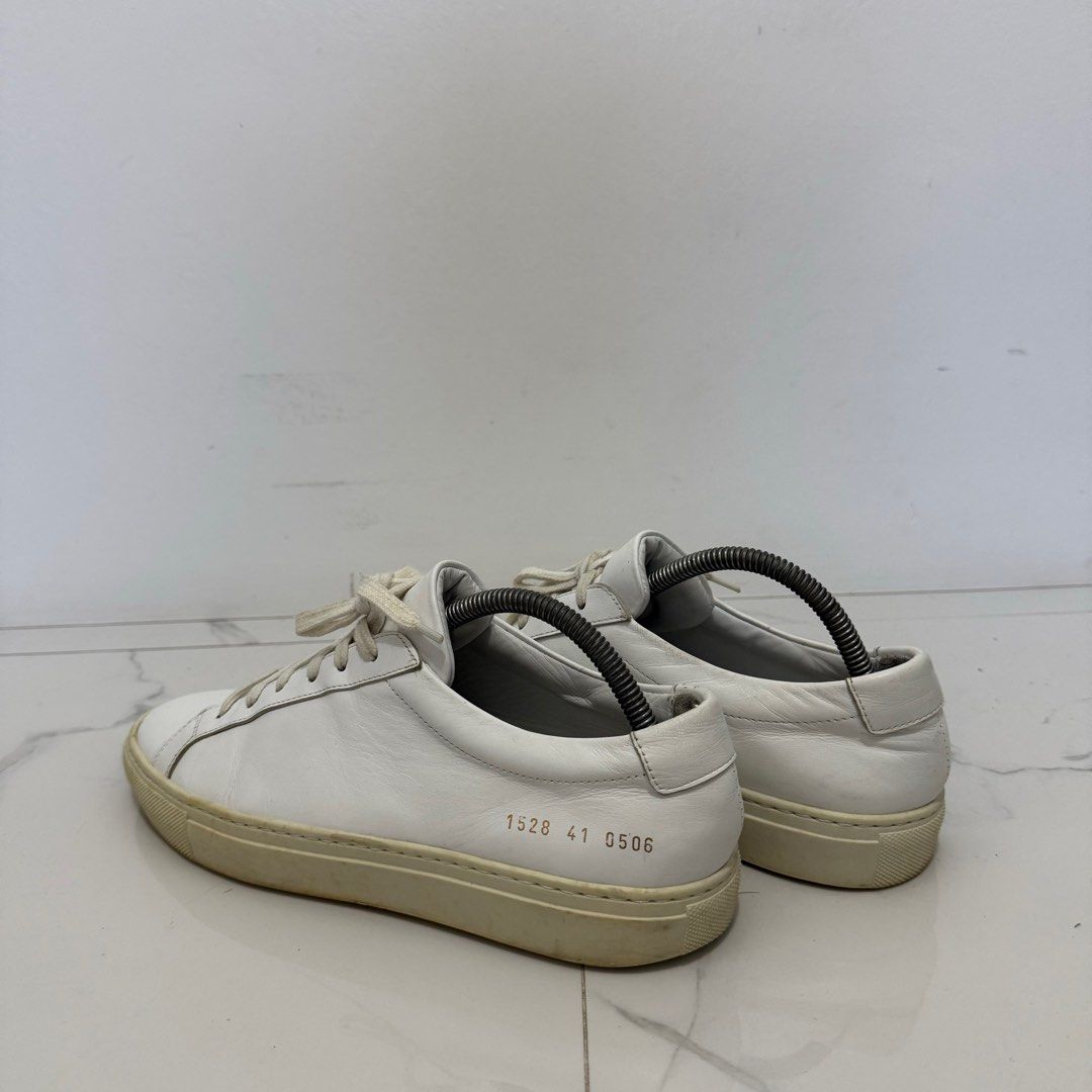 Common Projects Achilles White (Category: Sneakers) located in Tanauan. Submitted by flexingthriftsph (Listing ID 1356713353, Image 3). Description: Common Projects Achilles White Size 41 Pair only No box Used Issues - soles drags and minimal scratches 8/10 condition -3,500.00.