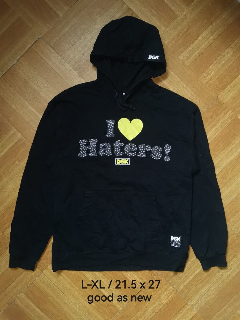 DGK i love haters pullover hoodie (Category: Hoodies) located in Bacolod City. Submitted by bag_o.bukad (Listing ID 1356634412, Image 1). Description: DGK i love haters pullover hoodie L-XL 21.5 width x 27 length good as new 1150 + sf.