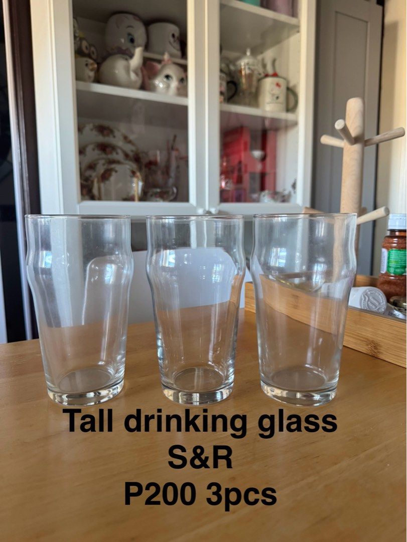 Glasswares from S&R (Category: Other Kitchenware & Tableware) located in Manila. Submitted by camshomecollections888 (Listing ID 1356722770, Image 1). Description: 3pcs for 200 only 5.5 inches tall .