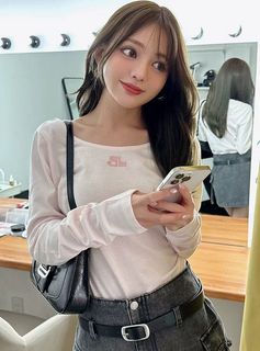 GRL淡粉色長袖簡約方領上衣64245341060993110