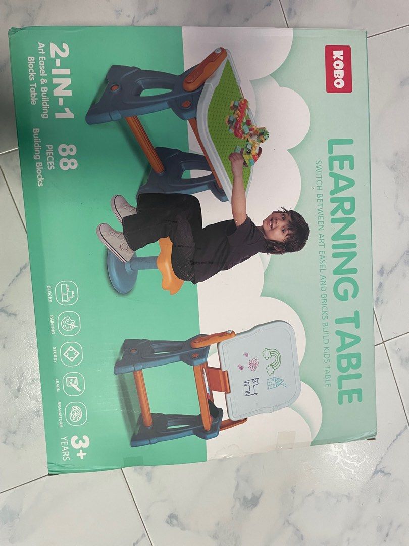 KOBO - LEARNING TABLE (Category: Educational & Learning Toys) located in Singapore. Submitted by shasha_shaaaa01 (Listing ID 1356682713, Image 2). Description: Brand new, kept in storage still in box but box is dented. Can nego, no low ballers 🙏.