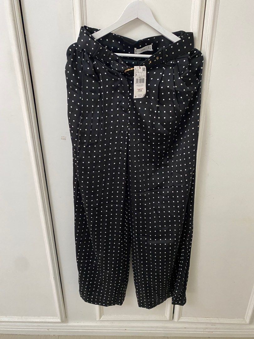 Mango Belt Palazzo Trousers (Category: Other Bottoms) located in Paranaque City. Submitted by declutter.ange (Listing ID 1356690104, Image 1). Description: Mango Palazzo Trousers in Polka. Size 38 on tag. Decluttering.