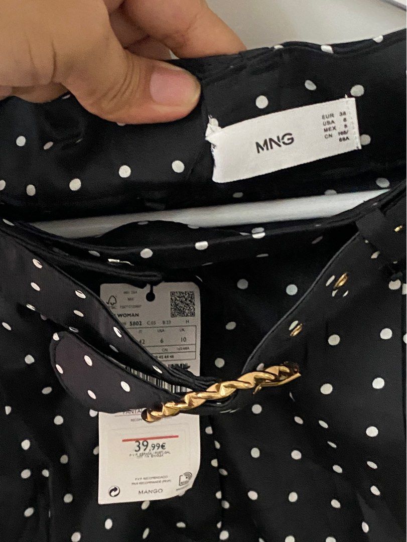 Mango Belt Palazzo Trousers (Category: Other Bottoms) located in Paranaque City. Submitted by declutter.ange (Listing ID 1356690104, Image 3). Description: Mango Palazzo Trousers in Polka. Size 38 on tag. Decluttering.