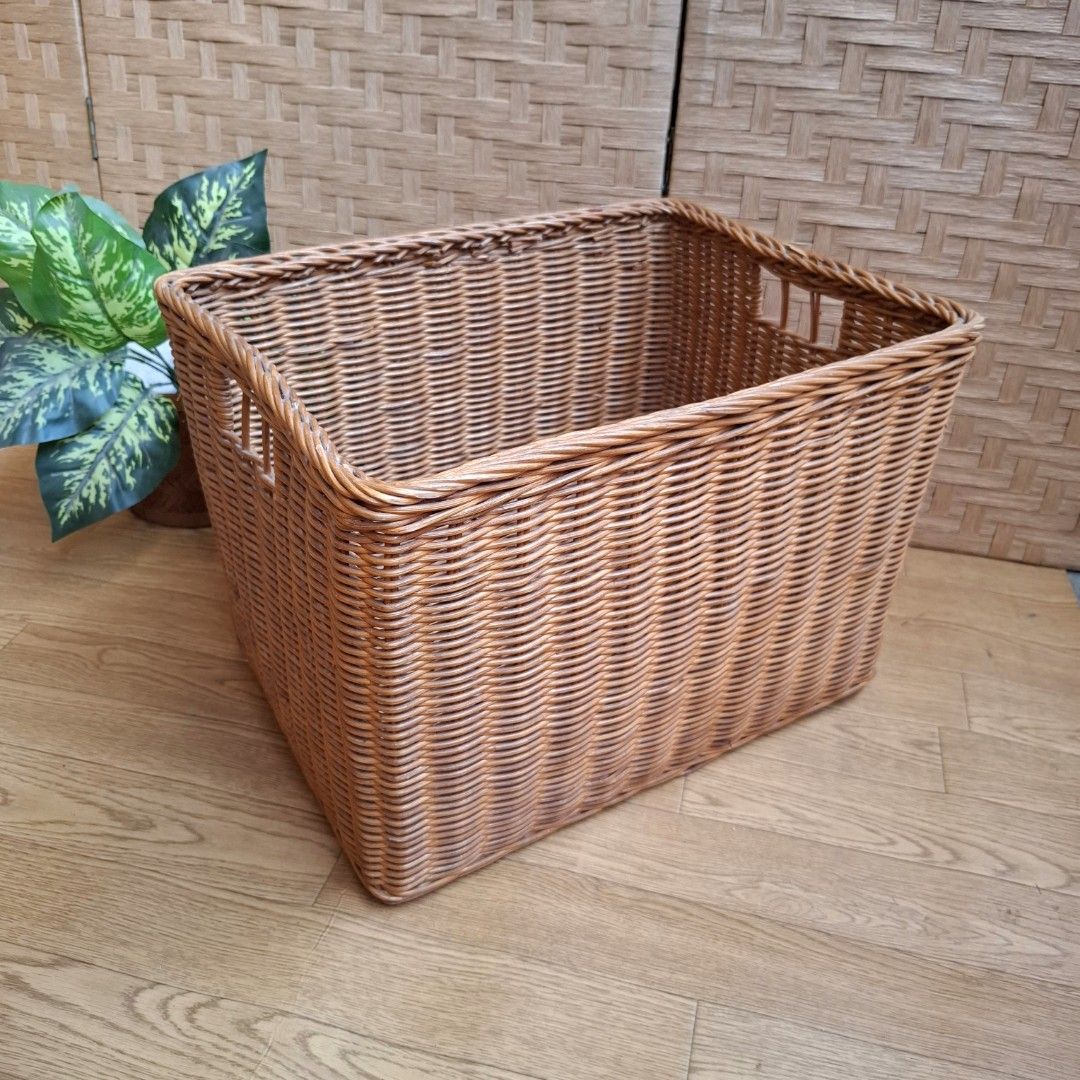 Rattan wicker storage basket organizer (Category: Storage Boxes & Baskets) located in Dasmarinas. Submitted by millennialmeetsvintage (Listing ID 1356674967, Image 2). Description: last price posted no haggling🙅‍♀️ 📌shipping via lalamove only 📌no reservations, first-to-pay basis 📌no physical store, no walk-ins 📌ships from dasma cavite 📌no COD transactions.