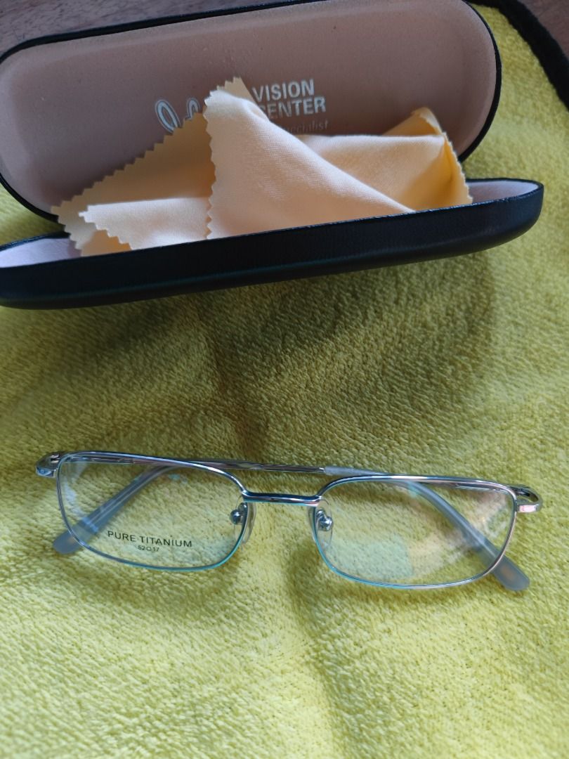 Titanium Eyeglasses (Category: Vision Care) located in Trece Martires City. Submitted by chipmaster74 (Listing ID 1356635106, Image 1). Description: unused eyeglasses with ungraded but replaceable lens titanium frame will include the case & cleaning cloth nabili din dito pero di nagamit pickup and meetup in Trece only open for shipping/delivery at buyer's expense.