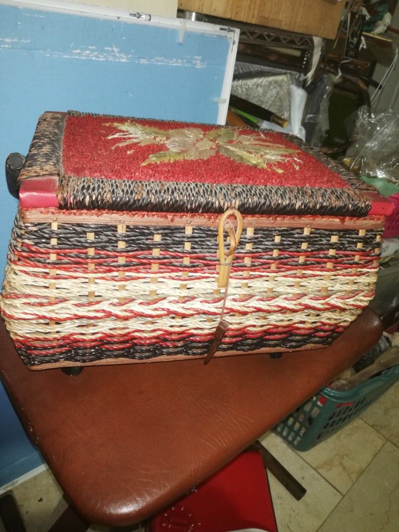 vtg sewing basket (Category: Storage Boxes & Baskets) located in Paranaque City. Submitted by 4thestate.surplusan (Listing ID 1356746325, Image 1). Description: vtg sewing basket, organizer, japan.28cm x 21cm w x 19cm h. issue. red lining..