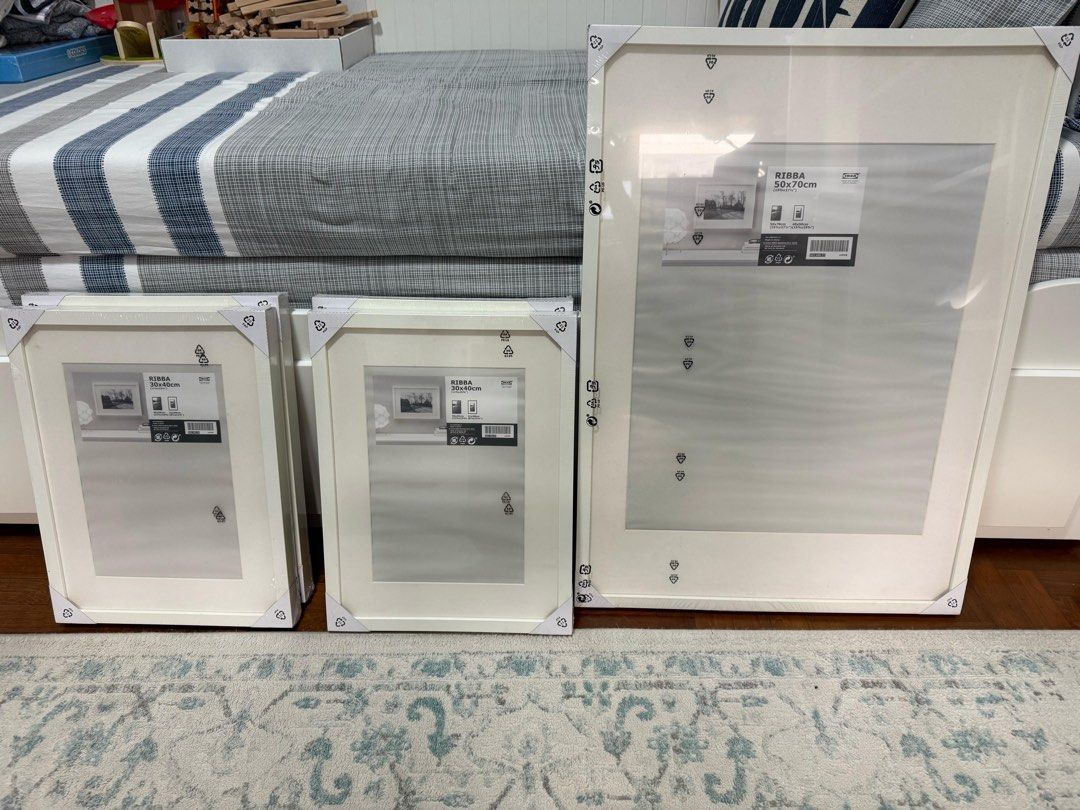 Brand new IKEA RIBBA frames in white, Furniture & Home Living, Home ...