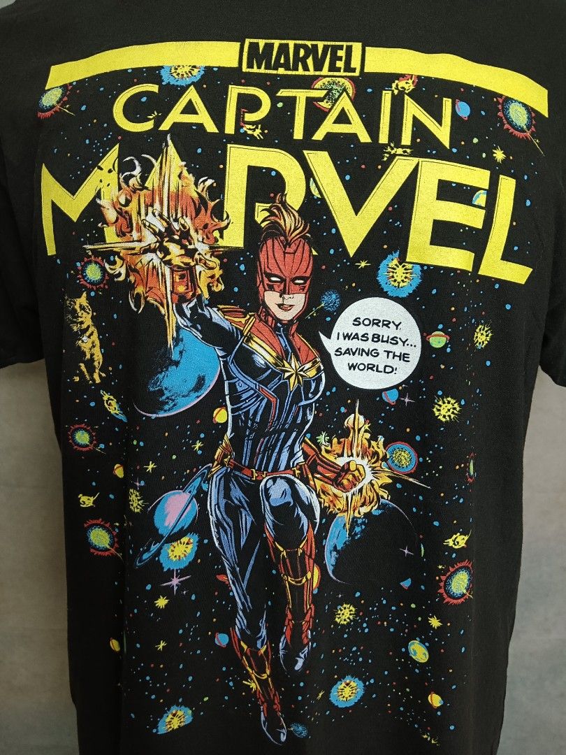 Captain Marvel Tee (Category: Tshirts & Polo Shirts) located in Hulu Terengganu. Submitted by matterabusstore__ (Listing ID 1356824813, Image 2). Description: ~ DETAIL ITEM ~ PIT : 22" (Inci) LABUH : 28" (Inci) CONDITION : 8.5 /10 [[[ Warna mungkin sedikit berbeza disebabkan pencahayaan ]]] BERMINAT? SILAKAN OFFER POSTAGE SEMENANJUNG RM10 / SS RM15 // DFOD [ J&T ].