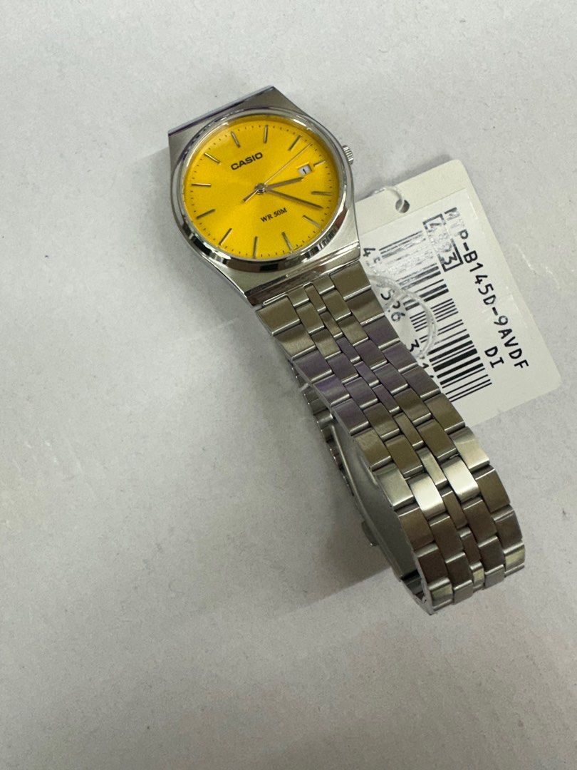 Casio MTP-B145D-9A (Category: Men's Watches) located in Manila. Submitted by seikowatchfactory (Listing ID 1356848077, Image 2). Description: BNIB 10/10 Model: MTP-B145D-9A Price: 2795 pesos Specifications: Size of Case: 40 x 35 x 7.4mm Total Weight: 82g Approx. Battery Life: 3 years on SR621SW Regular Timekeeping 50m Water Resistance Date display Mineral Glass Stainless Steel One-Touch Triple fold clasp Case/Bezel: Two tone Quartz Movement Selle