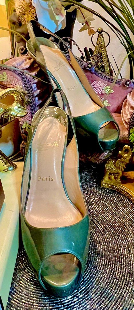 CHRISTIAN LOUBOTIN (Category: Heels) located in Marikina City. Submitted by landertroy (Listing ID 1356980490, Image 1). Description: christian louboutin lady peep patent calf leather, size 39, made in italy, slingback pump heels for women..