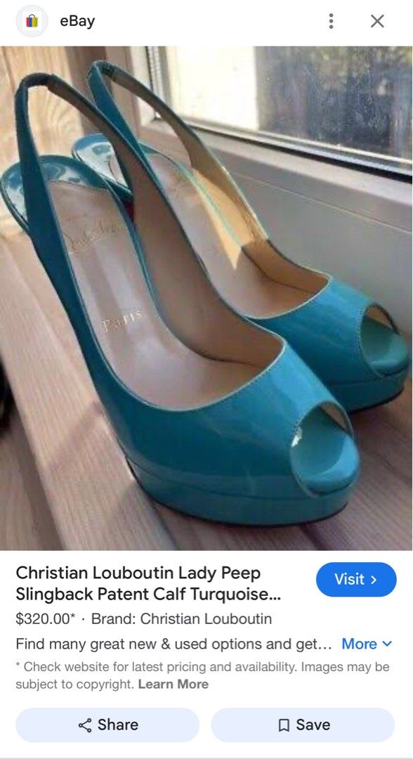 CHRISTIAN LOUBOTIN (Category: Heels) located in Marikina City. Submitted by landertroy (Listing ID 1356980490, Image 2). Description: christian louboutin lady peep patent calf leather, size 39, made in italy, slingback pump heels for women..