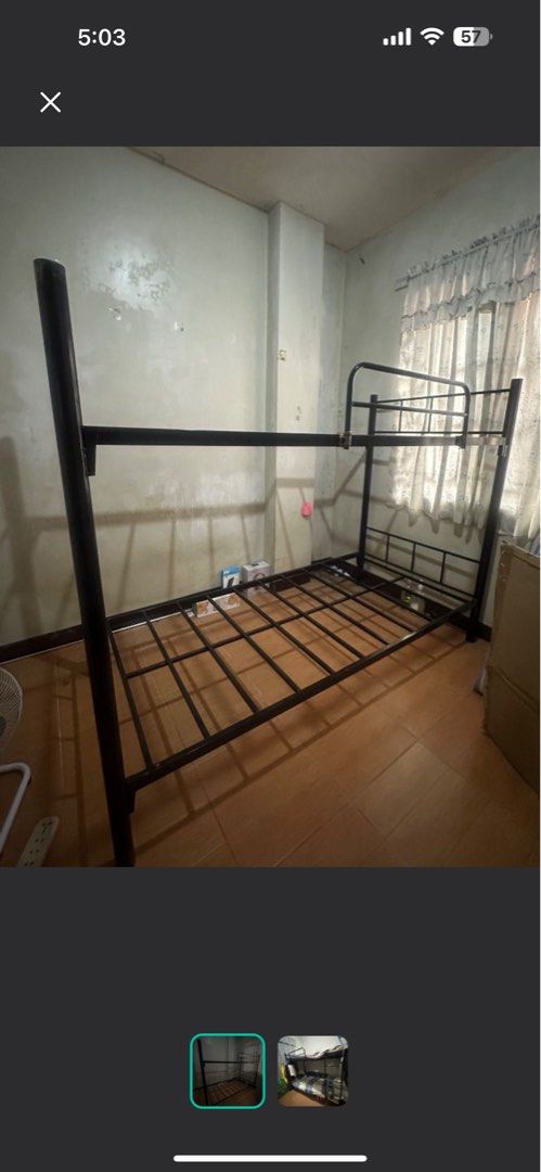 Double deck bed frame with 1 free matress (uratex) (Category: Bed Frames & Mattresses) located in Manila. Submitted by blaccupinccu (Listing ID 1356914214, Image 2). Description: Double deck size: single with free 1 matrex (brand: uratex) .