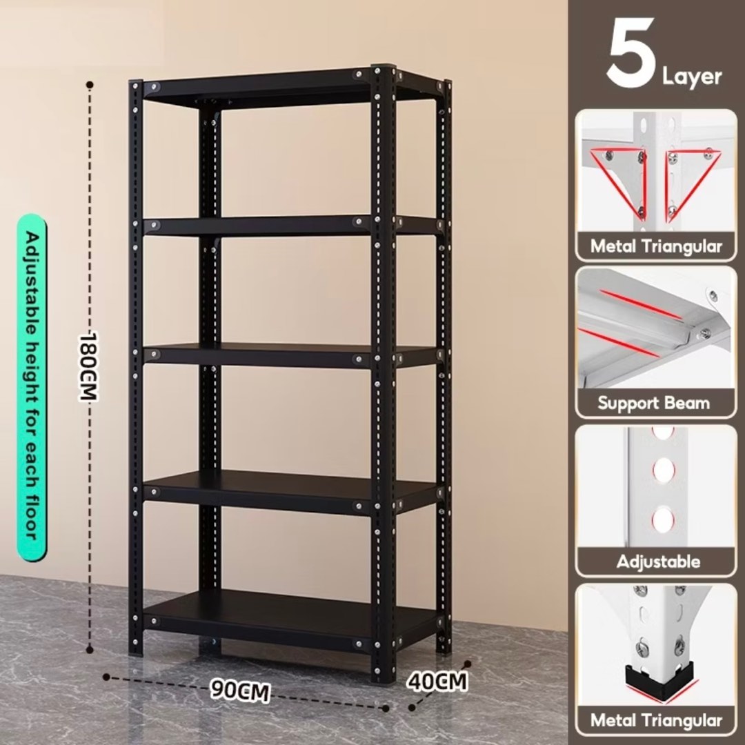 Heavy Duty 5 Tier Metal Shelf | Adjustable Storage Rack With Reinforced ...