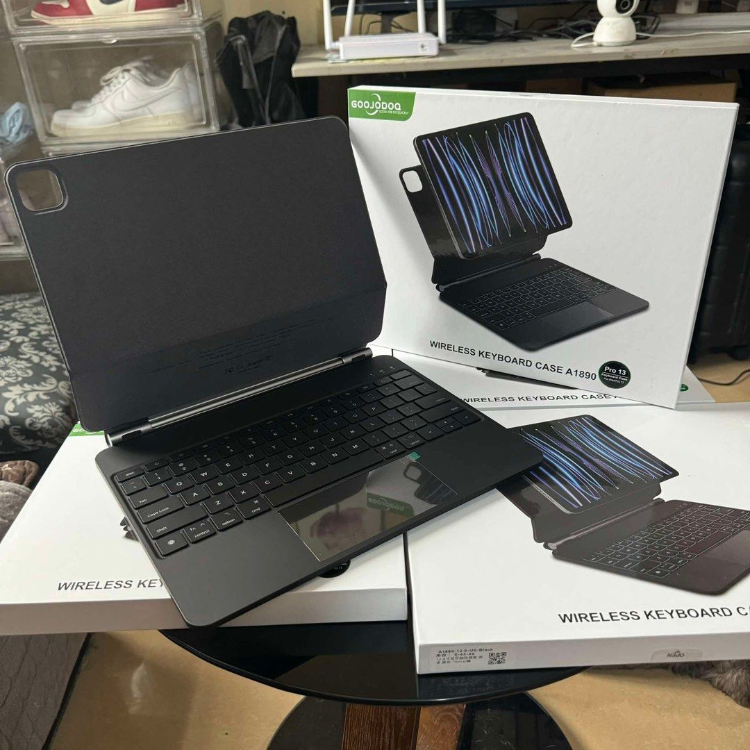 iPad Pro 13 2024 Magic Keyboard Case Magnetic Goojodoq Bluetooth 3rd Version (Category: Cases & Sleeves) located in Quezon City. Submitted by rcstny (Listing ID 1356925081, Image 3). Description: RESTOCKED! iPad Pro 13 2024 Magic Keyboard Case Magnetic Goojodoq Bluetooth 3rd Version ₱4500 - Built-in Trackpad - Magnetic Holder: With a free-floating design - Front and Back Protection - Backlit Keys: on/off (7 colors) - USB-C Rechargeable Keyboard -