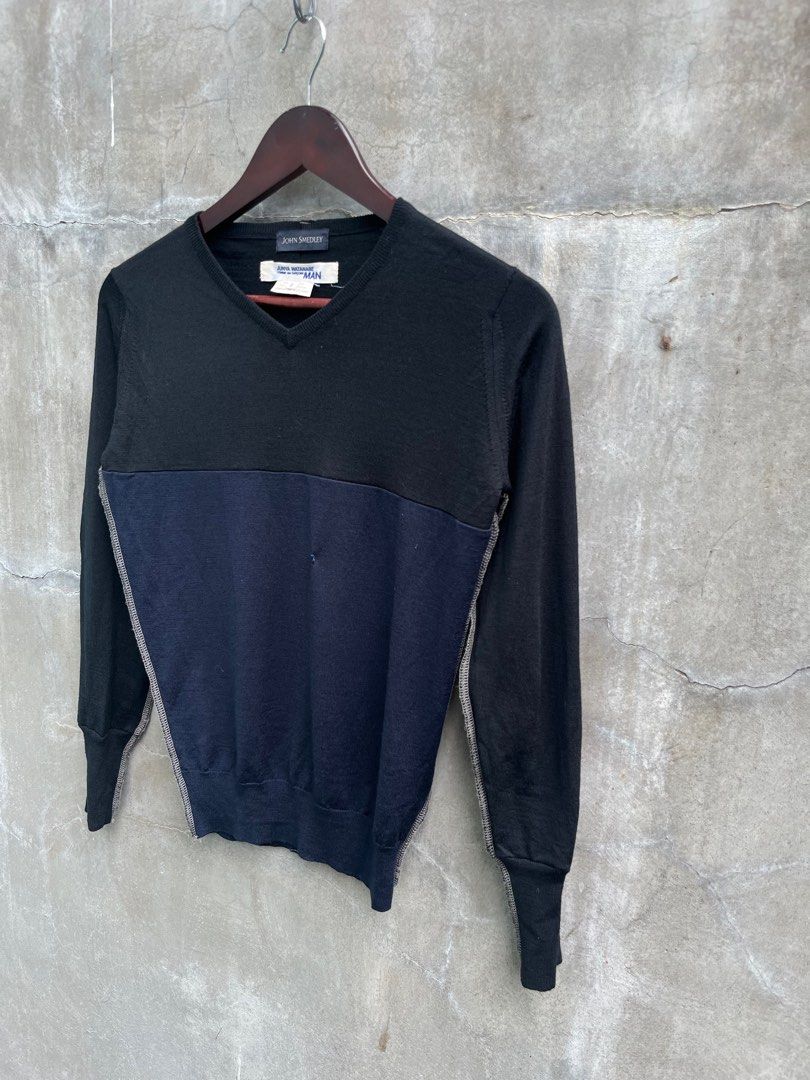 Junya Watanabe x John Smedley AW10 Reverse Overlock Wool Sweater (Category: Activewear) located in Baguio. Submitted by lordeidara (Listing ID 1356834911, Image 3). Description: 8/10 Signs of repair Color:Mix Material: Wool/Cotton Size on tag:S Fits: Length: 22.5 Width: 17 Sleeve Length: 22.5 Shoulder to shoulder: 13 Hem:10.5.